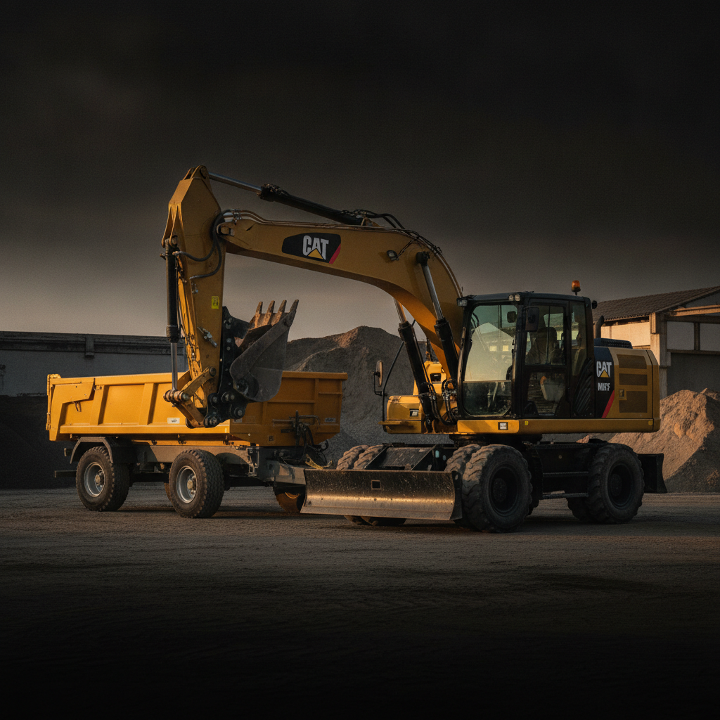 CAT M317F Mobilbagger 18 t mit angekoppeltem 8t 3-Seitenkipper-Anhänger — ab 10/2026